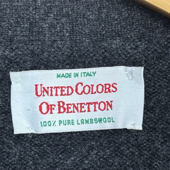 Vintage Benetton Sweater Vest Mens L Gray Lambswool Italy Grandma Heritage Ivy - Picture 3 of 11